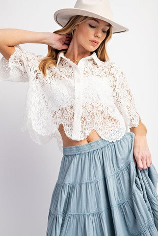 Scalloped Lace Crop Top