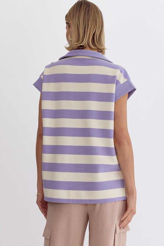 Lavender Striped Collared Shirt-small